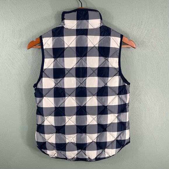 J. Crew Quilted Puffer Vest Women's XS Petite Excursion Buffalo Plaid Check Down - Picture 9 of 9